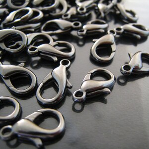 Finding 6 pcs Black Solid Mini Lobster Claw Clasp Closure 14mm x 8mm image 5