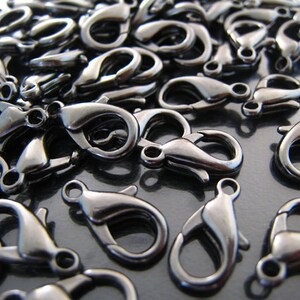 Finding 6 pcs Black Solid Mini Lobster Claw Clasp Closure 14mm x 8mm image 2