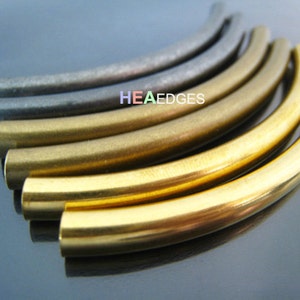 Finding 2 pcs Gold Brass Very Long Curve Arc Tubes 76mm x 5mm Fit for 4mm Round Leather image 5