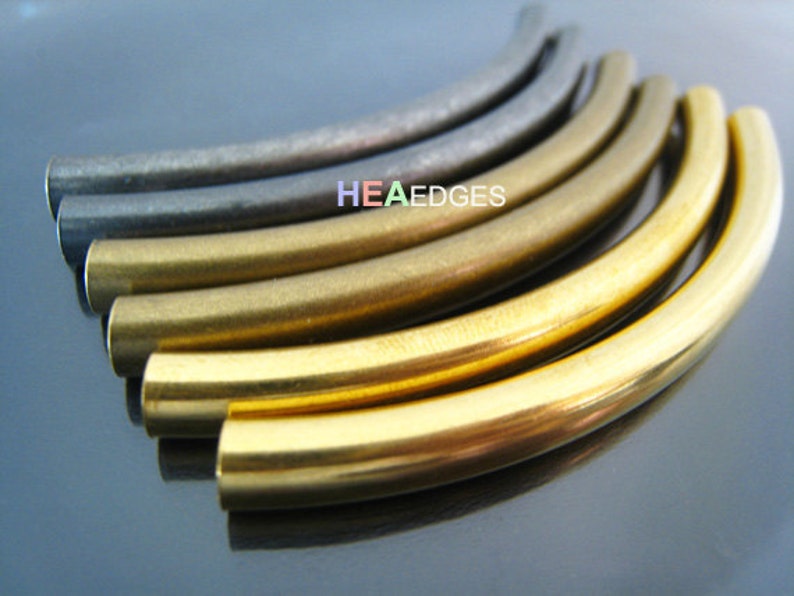 Finding 2 pcs Gold Brass Very Long Curve Arc Tubes 76mm x 5mm Fit for 4mm Round Leather image 5