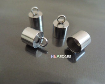 4pcs Silber Edelstahl Ende Kappen 7mm - Ergebnisse Edelstahl Leder Schnur enden Cap mit Schleife 13 x 8 mm