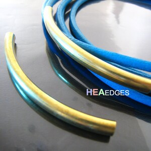 Finding 2 pcs Gold Brass Very Long Curve Arc Tubes 76mm x 5mm Fit for 4mm Round Leather image 2