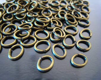 Antique Brass Oval Shape Open Jump Rings Finding - 20 pcs  6mm x 5mm