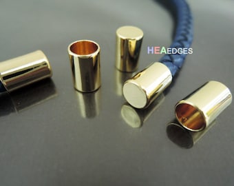 Gouden einddop zonder lus en gat 5 mm - 6 stks Vinden van goud Platte kop Ronde toon Koord Eindkappen 10 mm x 6 mm (binnendiameter 5 mm)