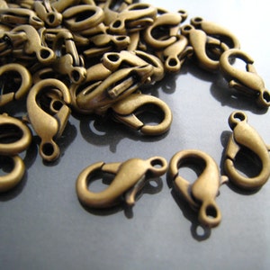Finding 10 pcs Antique Brass Solid Mini Lobster Claw Clasp Closure 12mm x 7mm image 5