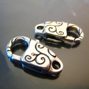 Finding 2 pcs Silver Pattern Large Clasps 24mm x 13mm image 2