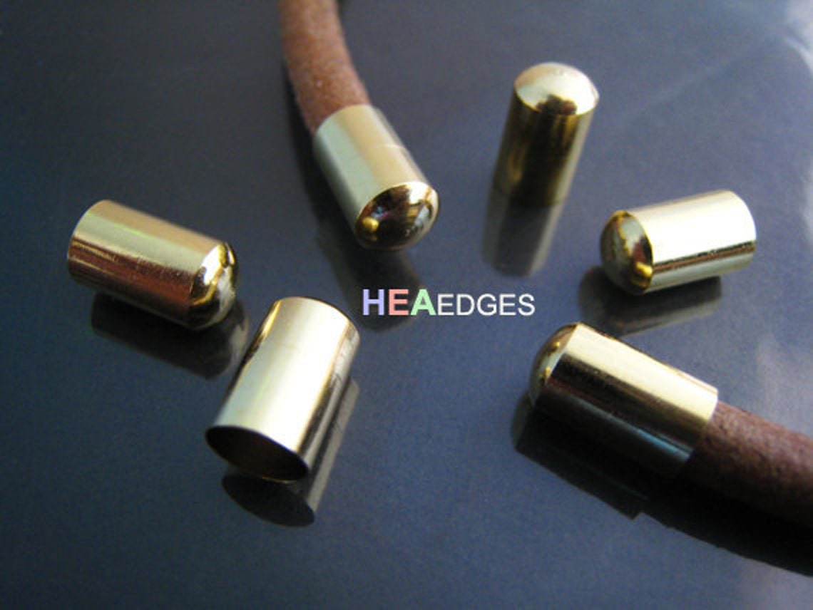 20pcs Gold End Caps 5mm Findings Gold Plated Round Head Tone Etsy