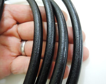 Leather Cord 8mm - Black Round Genuine Leather Cord