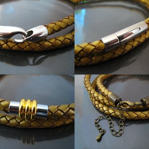 Leather Cord 6mm Metallic Gold Round Braided Bolo Genuine Leather Cord Hole Inside image 5