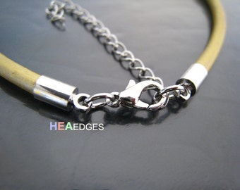 Finding - 4 Sets Silver Round Tone Leather Cord Ends Cap With Lobster Clasp Buckle and Extender ( Inside 3mm Diameter )