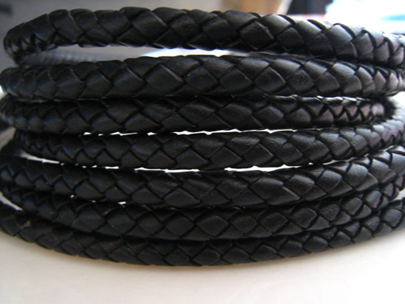 Leather Cord 6mm Black Leather Cord Round Braided Bolo - Etsy