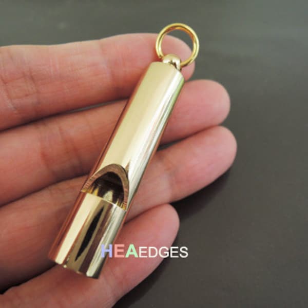 1 pc Shinny Gold Round Tone Working Whistle Charms Pendant 45mm x 9mm