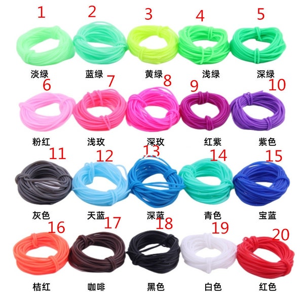 High quality 5 meters 2mm thickness silicone Tube Rubber round cords/jewelry cords--20 colors for your choose