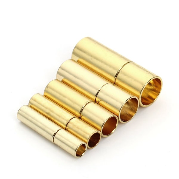 Wholesale 100 sets 2mm-8mm stainless Bright gold cord end/cord terminer needle clasps charms findings