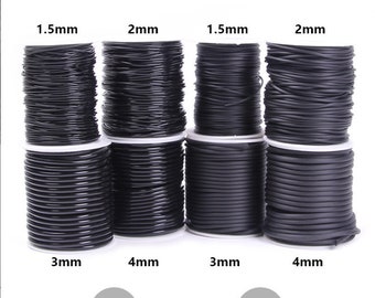 High quality  1.5mm-4mm thickness black shiny smooth/matte Rubber round cords/jewelry cords