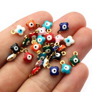 Stainless steel material--high quality 20pcs 9x7mm enamel Evil Eye Lucky leaves charms findings--8 colors for your choose