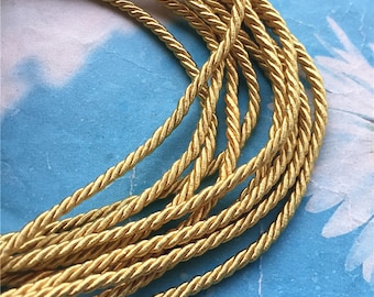 high quality 10 yards 3mm bright Gold  twist silk cords/rope cords/jewelry cords