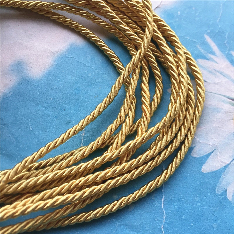 High quality 10 yards 3mm bright Gold twist silk cords/rope Etsy