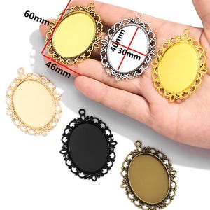 10 piezas de 60 x 50 mm de cabujón/camafeo con base ovalada para colgantes en blanco (se adaptan a cabujones de 40 x 30 mm) - 6 colores para su elección