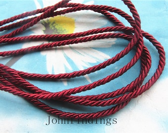 high quality 10 yards 3mm maroon twist silk rope cords