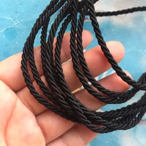 high quality 10 yards 3mm black twist silk cords