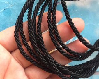 high quality 10 yards 3mm black twist silk cords