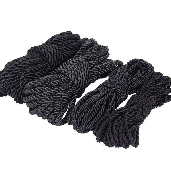 high quality 10 meters 2-10mm black twist silk cords/rope cords/jewelry cords