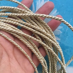 high quality 10 yards 3mm beige twist silk cords/rope cords