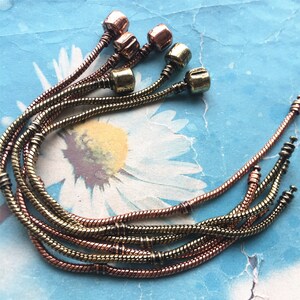 2pcs 8 inch 3mm thickness antiqued copper/antiqued bronze snake chains/bracelet chains/jewelry chains with clasps