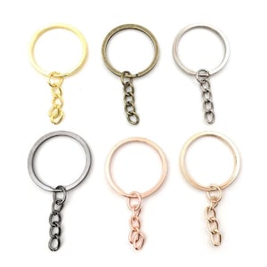 Può includere: Sei portachiavi con anelli e catene in metallo di diversi colori. I portachiavi sono in oro, argento, bronzo, nero e oro rosa.