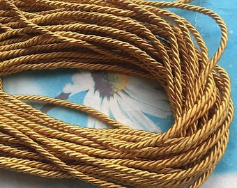 high quality 10 yards 3mm Gold  twist silk cords/rope cords/jewelry cords