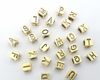 10sets of 260 pieces 7mm antiqued bronze/antiqued silver/antiqued gold/rose gold/kc gold large hole dice alphabet letters charms findings