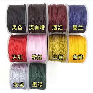 high quality 25 meters 3mm braided silk rope cords--18 colors for your choose