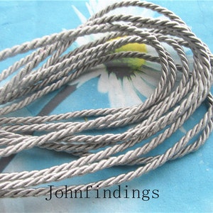 high quality 10 yards 3mm Light grey twist silk rope cords