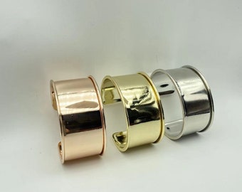 3pcs 35mm width silver/gold/rose gold round bangle bracelets/handcuffs/cuff bracelets charms findings--size adjustable