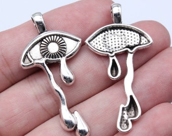 New style-- 25pcs 37x25mm antiqued Silver Crying evil eye charms pendants findings