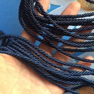high quality 10 yards 3mm light navy blue/dark navy blue twist silk cords/rope cords