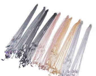 Stainless steel Material--10pcs 2mm 16 inch plus 2 inch extender stainless steel silver/gold/rose gold/black/colorful ball necklace chain