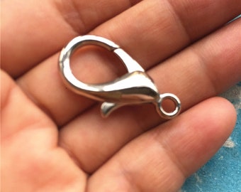 Promotion Sale-- hight quality 25pcs 30mm Silver  zinc alloy lobster clasps