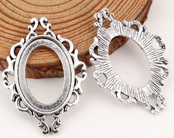 good quality 30pcs Antiqued silver/antiqued bronze oval cabochon/cameo(25x18mm)oval base setting connectors