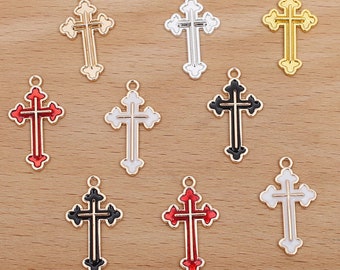 100 pieces 25x14mm Cross charms findings--6 colors for your choose