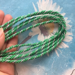 high quality 10 yards 3mm green braided Shiny Silver twist silk cords/rope cords