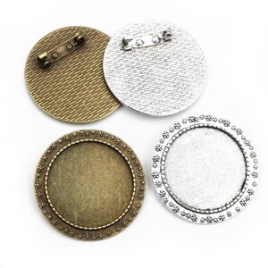 5pcs antiqued silver/antiqued bronze round brooch blanks/brooch pins/safe pin blanks(fit 30mm cabochons)