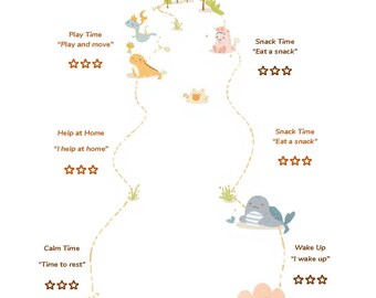 Mi rutina escolar mágica imprimible para niños / Tabla diaria visual / PDF para niños pequeños y preescolares