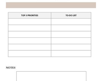 Daily Planner Printable | Hourly Daily Schedule with Priorities & To-Do List | Minimal Productivity Planner PDF | US Letter