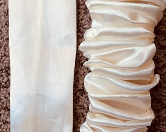 Ivory Satin Cable Cord Cover/ Sleeve 3 inches wide