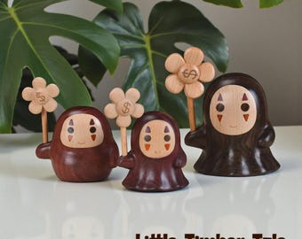 Hand Carved Wooden Faceless Spirit Figurine, Solid Ebony Wood Desk & Car Decor Gift