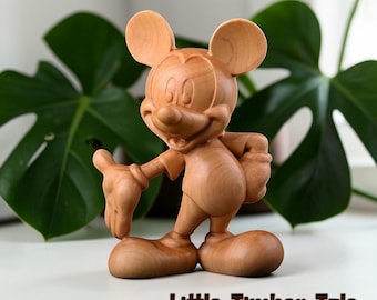 Disney Gift for Disney Lovers Decor Collectible, Mickey and Minnie Mouse Wooden Figurines