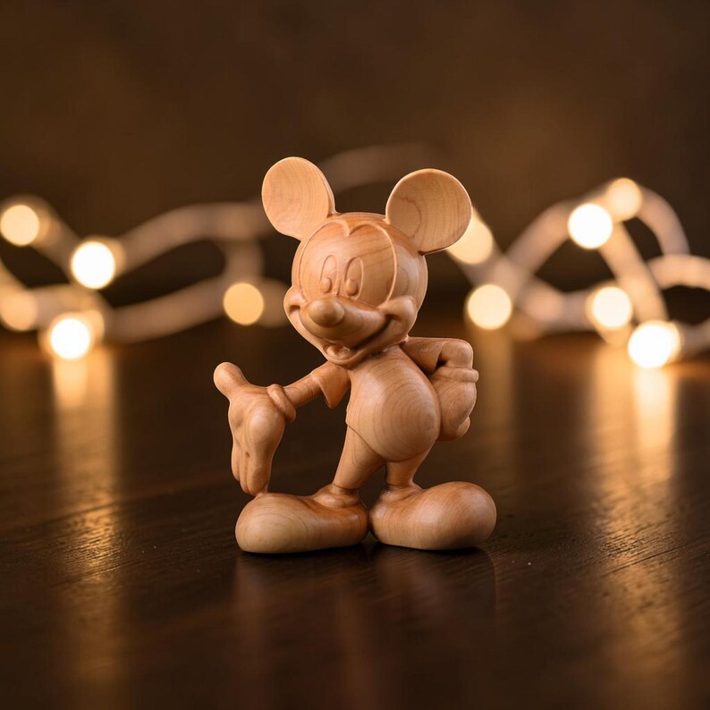 Disney-present till Disney-älskare Dekorativ samlarobjekt, Musse och Mimmi Pigg träfigurer bild 5