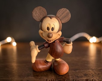 漫画キャラクターのホームデコレーション棚ディスプレイギフト、オールドスタイルミッキーマウス木製フィギュア